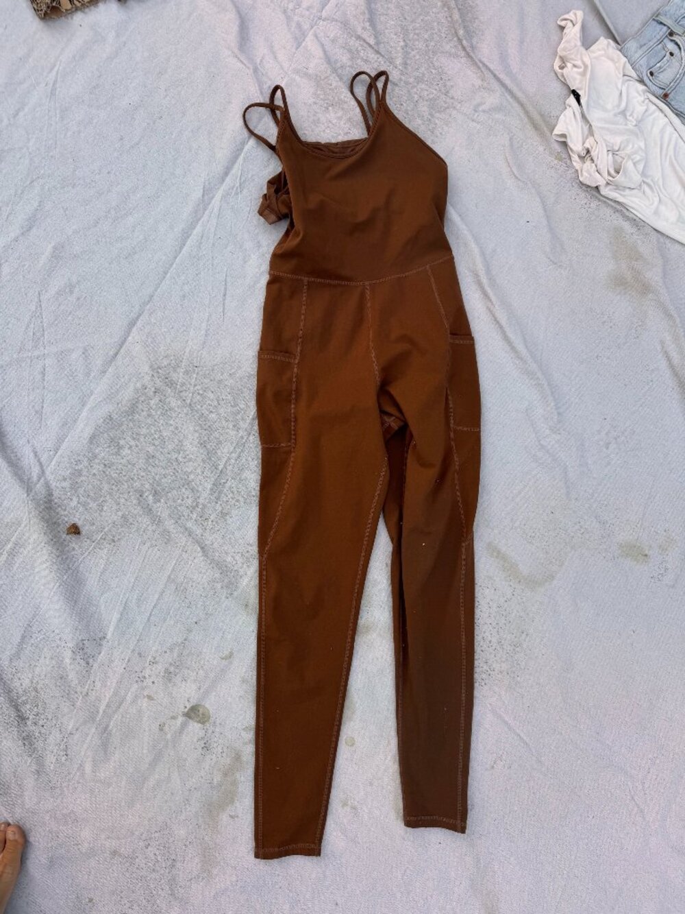 Mono B Brown Athletic Cargo Jumpsuit Size M